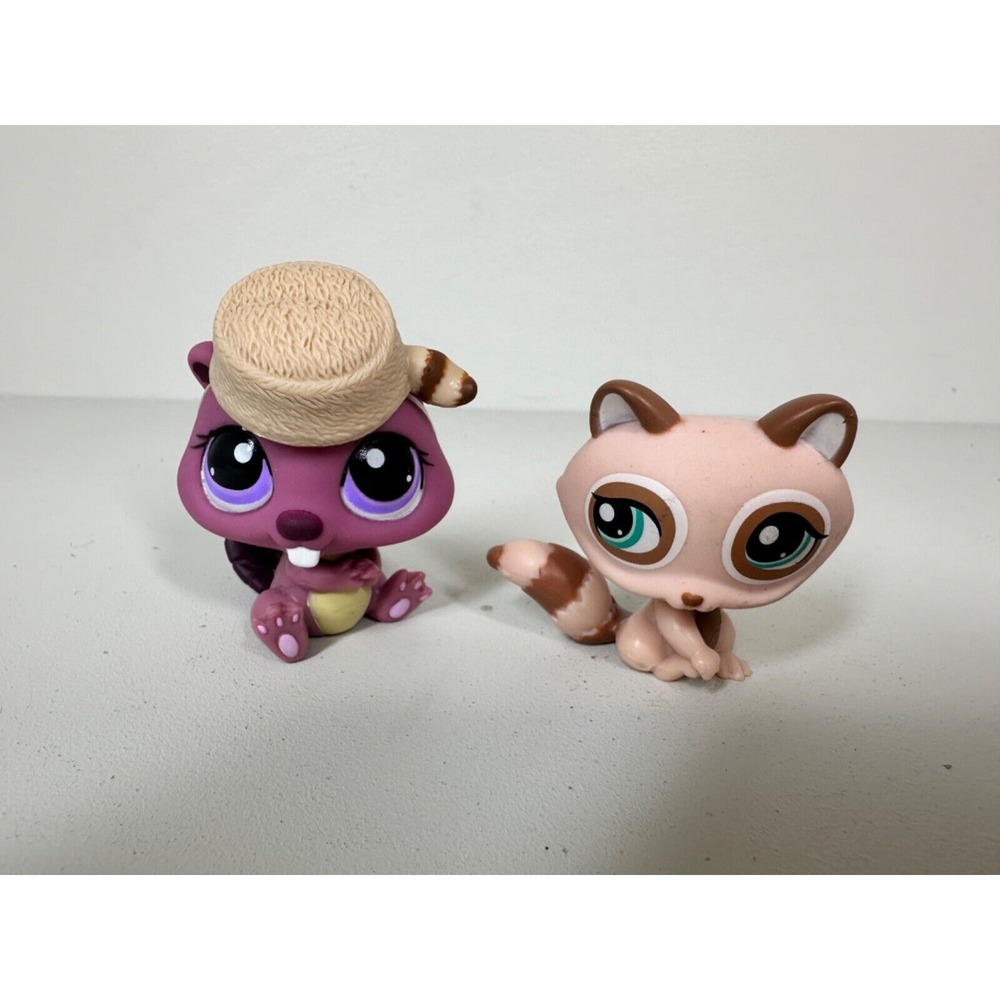 Littlest Pet Shop Beaver 1410 Raccoon 1409 Retired‎ 2009 Hasbro Pet Pairs LPS